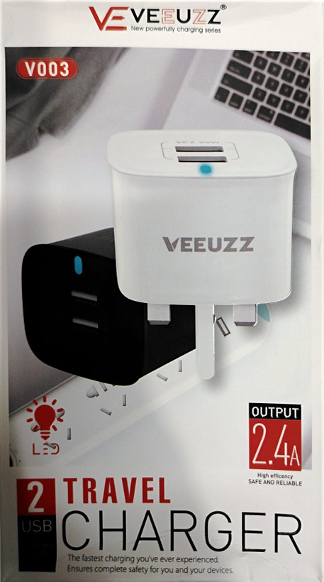 آداپتور شارژ دو پورت VEEUZZ همراه کابل USB MICRO